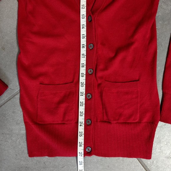 Hollister Long Button Front Bright Red Cardigan Vintage - Picture 5 of 7